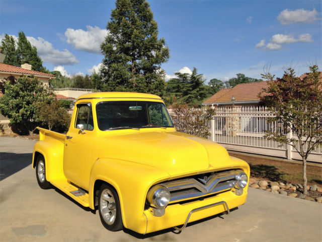 1955 Ford F-100 2 door pick up with lots of body/paint customizing
