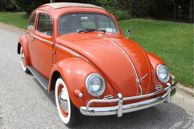 1956 Volkswagen Beetle-New Type 1 Oval-Window Open-Roof Sedan