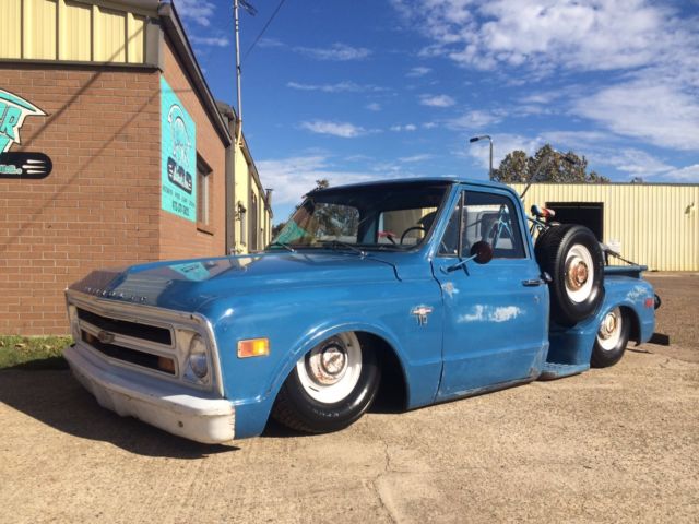 1968 Chevrolet C-10 bagged body dropped patina'd short bed shop truck