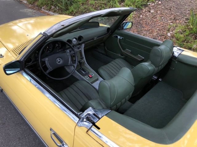 1973 Mercedes-Benz SL-Class 84k miles W107 in 624 YELLOW ext. w. GREEN int.