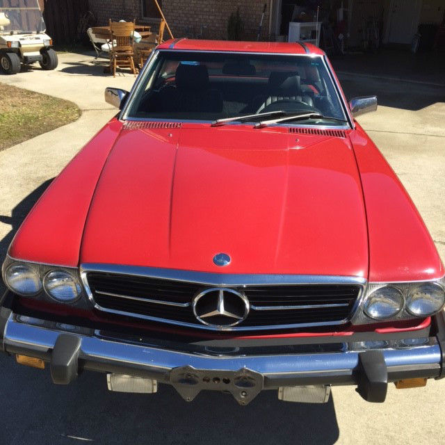 1984 Mercedes-Benz SL-Class Red and Black, Chrome Bumpers