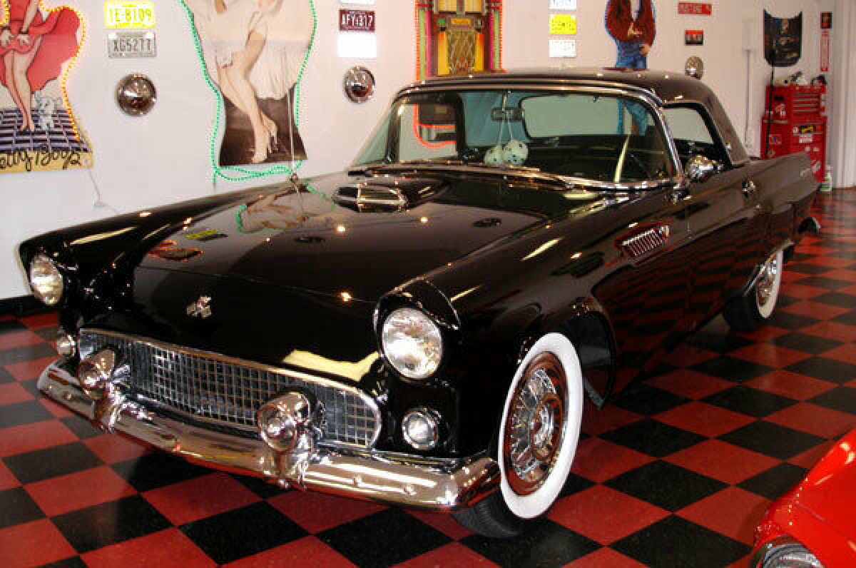 1955 Ford Thunderbird Black with Black and White interior