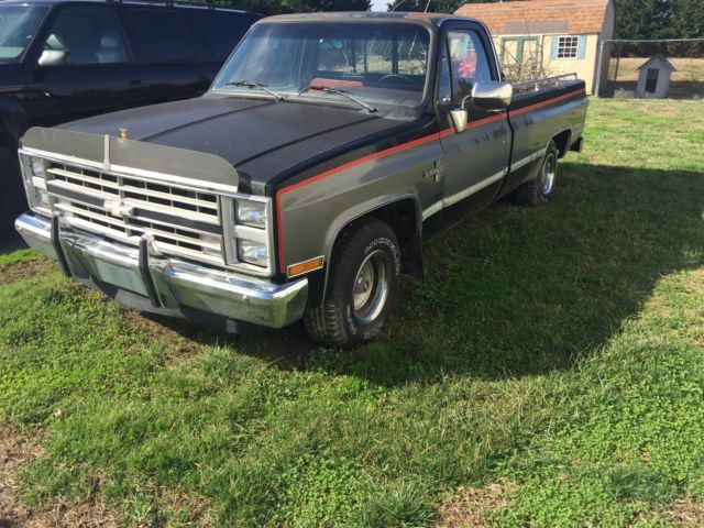 1987 Chevrolet S-10 Two Tone Silver and Black with pin stripes