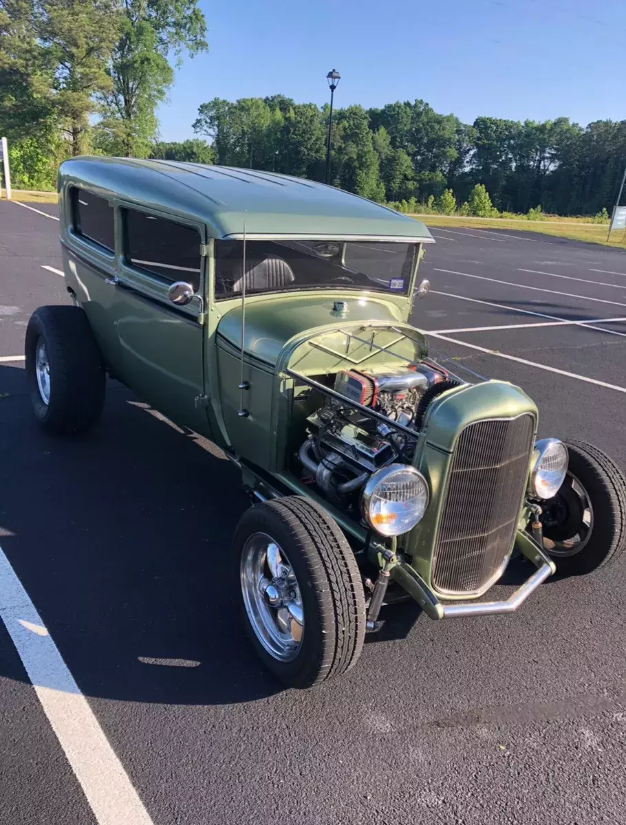 1929 Ford Model A Metallic Green with Black & Gray Beltline Stripes