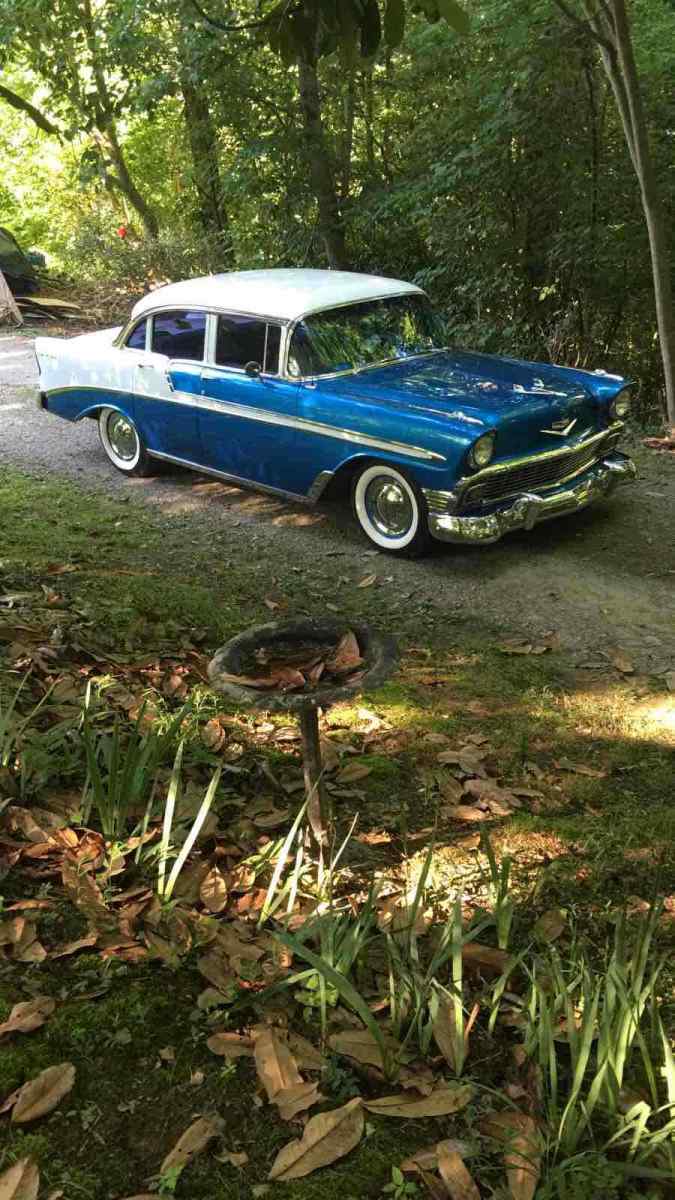 1956 Chevrolet Bel Air blue and white