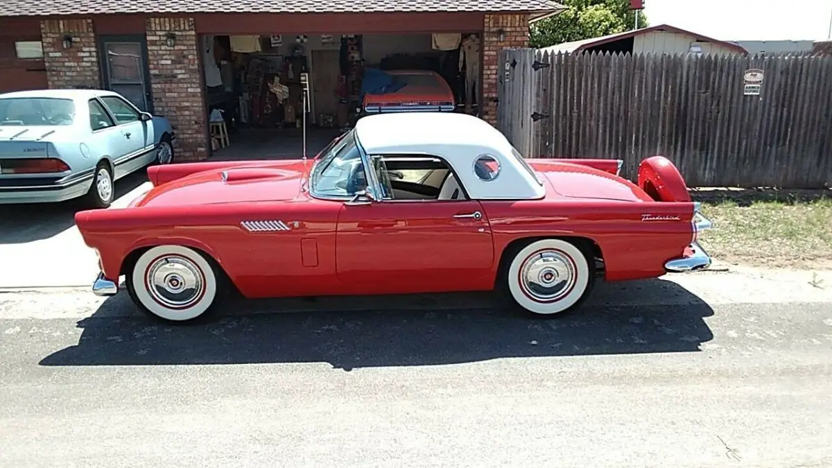 1956 Ford Thunderbird Red w/White Hardtop Black & White Tuxedo Interior