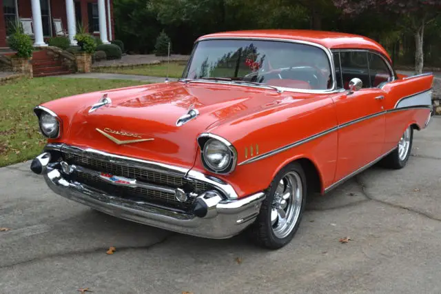 1957 57 Chevrolet Chevy Bel Air hard top Mataror Red hot rod 210 150 AC ...