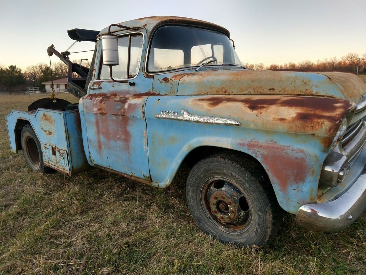 1958 Chevy Apache 36 Tow truck Rat Rod Wrecker Towmater 3600 Vintage ...