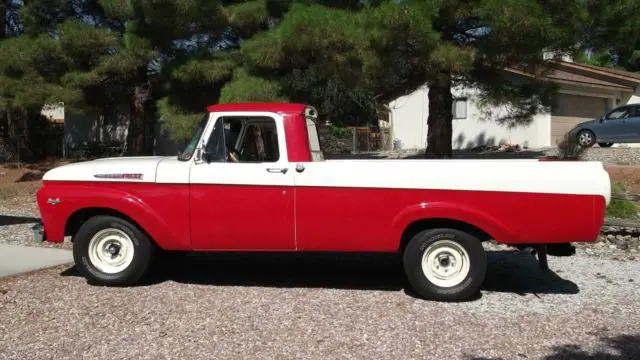 1962 Ford F-100 V8  two tone with chrome bumpers.