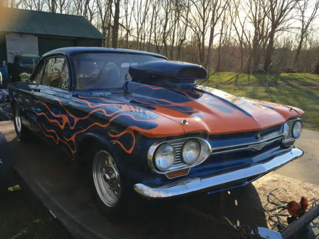 1963 Chevrolet Corvair flames