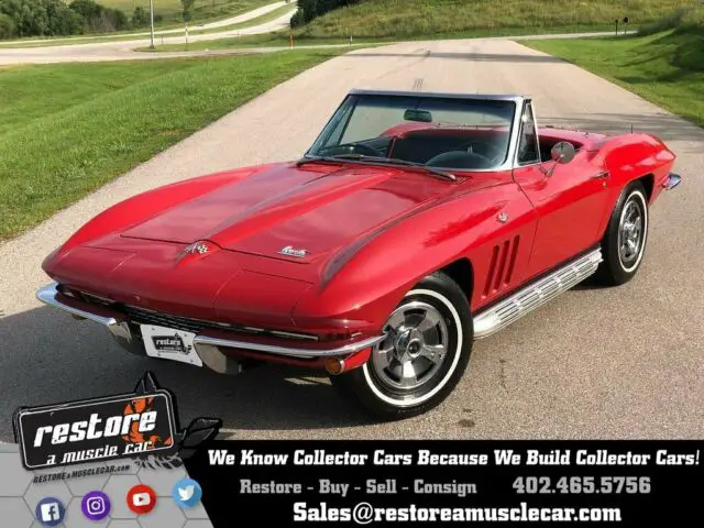 1966 Chevrolet Corvette Roadster Convertible, 350hp  327 4 Spd, Rally Red