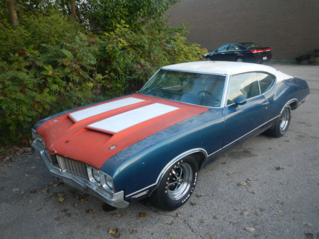 1970 Oldsmobile 442 Project Coupe Cutlass Twilight Blue W White Top Interior For Sale Photos Technical Specifications Description