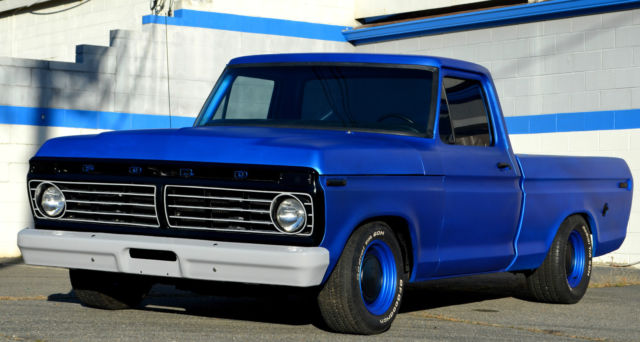 1974 Ford F100 Custom Pickup Truck Hot Rod 390 V8 Matte Blue Metallic ...