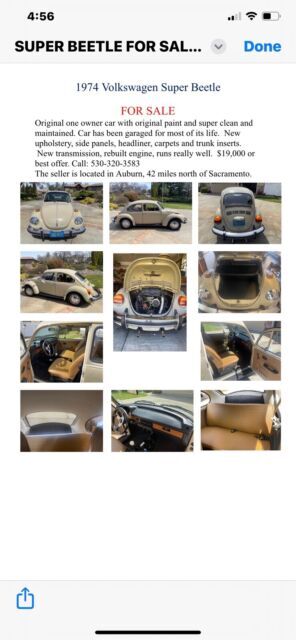 1974 Volkswagen Beetle (Pre-1980) tan