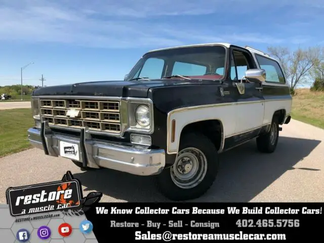 1977 Chevrolet Blazer 2WD, Black & White Tu-Tone, 350 3 Speed Manual