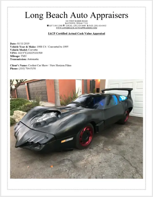 1988 Chevrolet Corvette Classic Collector Black Scorpion Movie Car