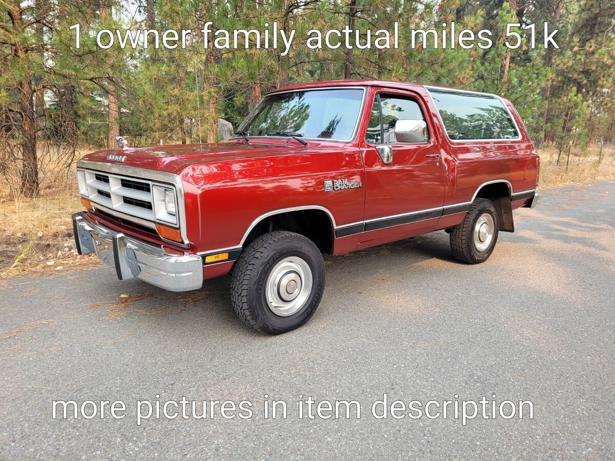 1989 Dodge Ramcharger Low actual miles 51k 1 owner family