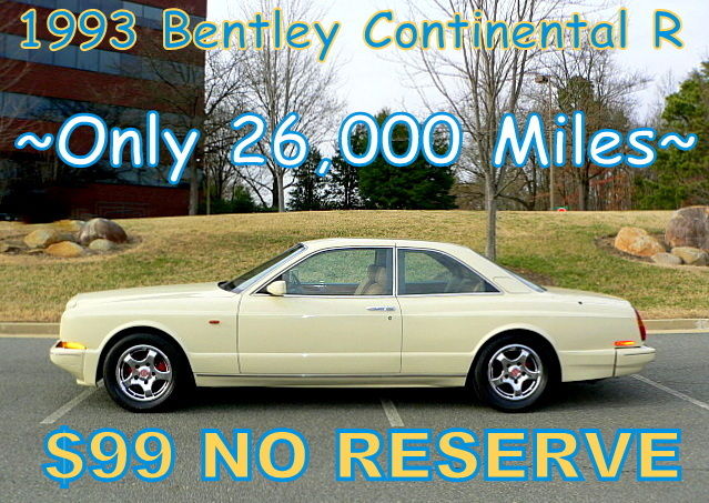 1993 Bentley Continental R Turbo    $99 NO RESERVE 4 Passenger Coupe