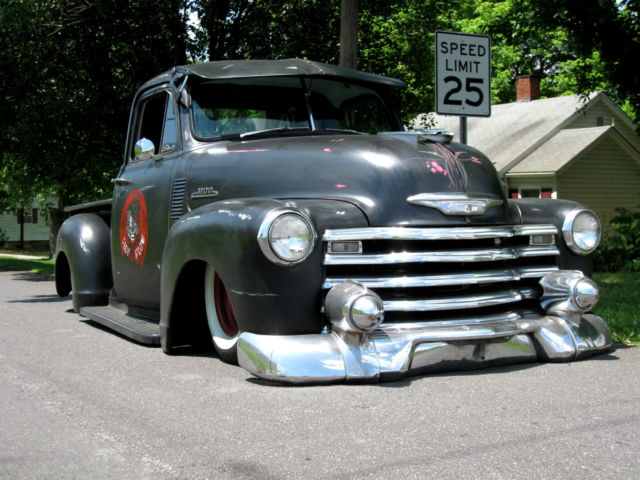 '54 Chevy PickUp,AIR RIDE! A/C! PaintedPatina, S-10 Chassis,Crate350ci ...