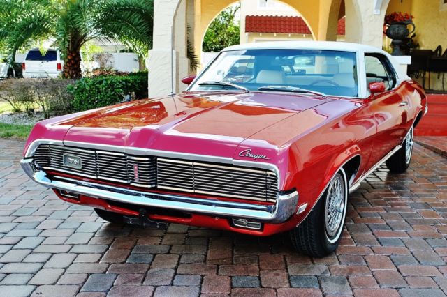 1969 Mercury Cougar Rare Options Beautiful Red w/ White Top