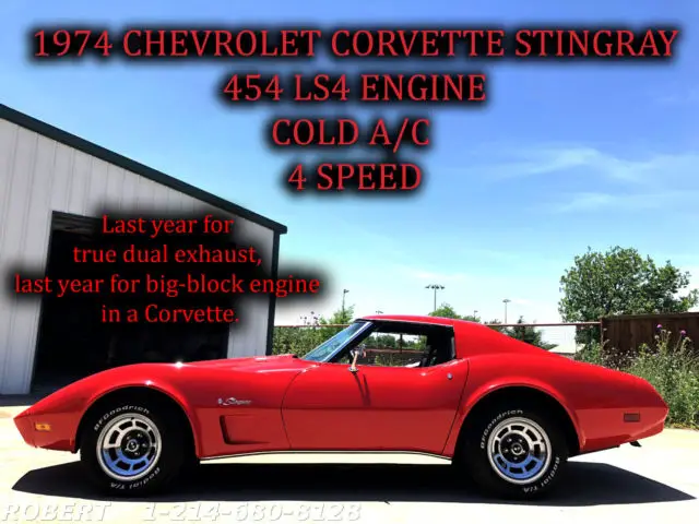 1974 Chevrolet Corvette Stingray 454 Collector #'s Match LS4 454 V8 7.4