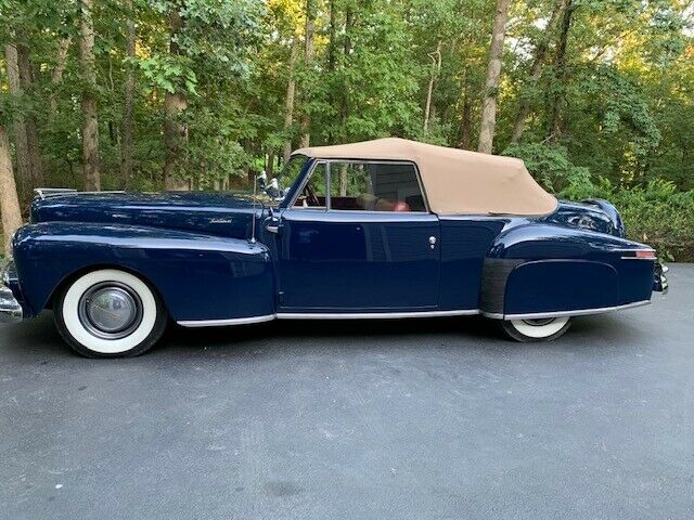 1947 Lincoln Continental Red Leather, Blue Carpet
