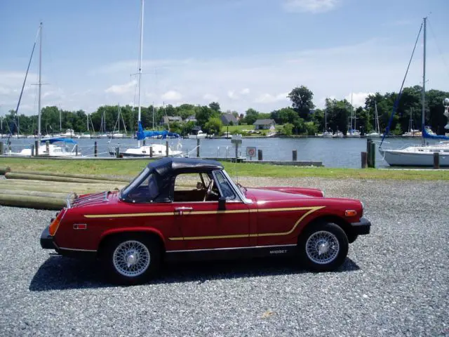 1979 MG Midget burgundy and tan