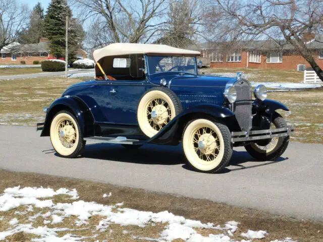 1930 Ford Model A Deluxe Roadster; Duel Side Mounts, Luggage Rack