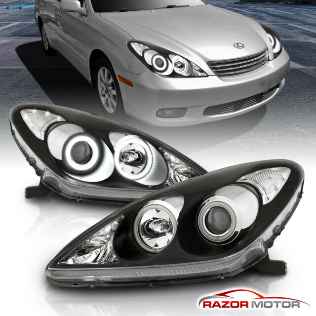 [CDRL+LED Halo]For 2002 2003 Lexus ES300/04-06 ES330 Black Projector Headlights