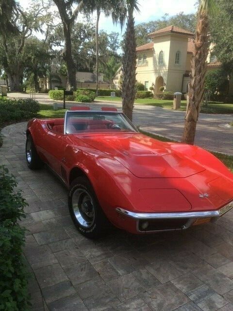 1969 Chevrolet Corvette Red w/ white convertible top