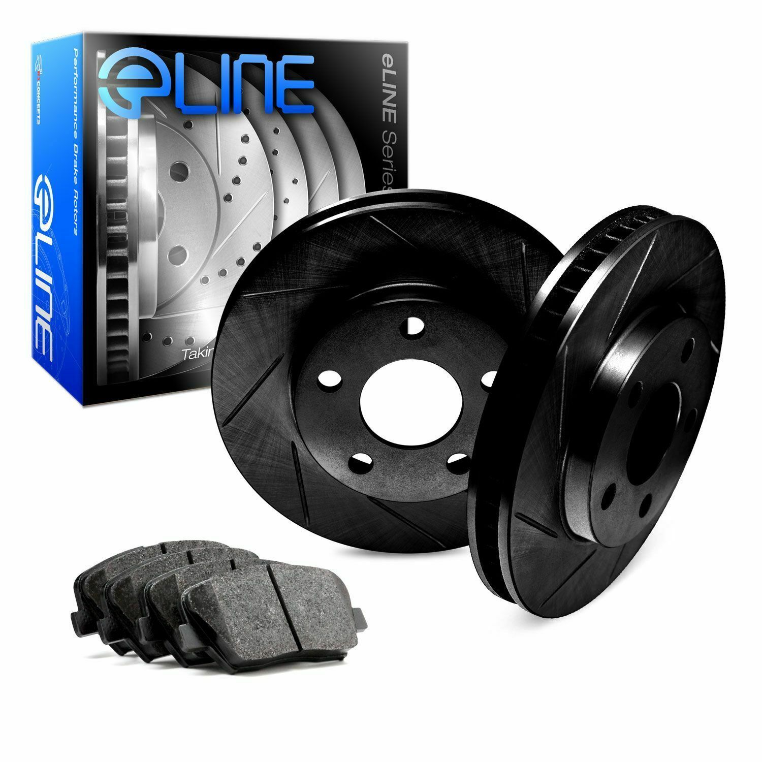 For 1995-1997 Lincoln Continental Rear Black Slotted Brake Rotors+Semi-Met Pads